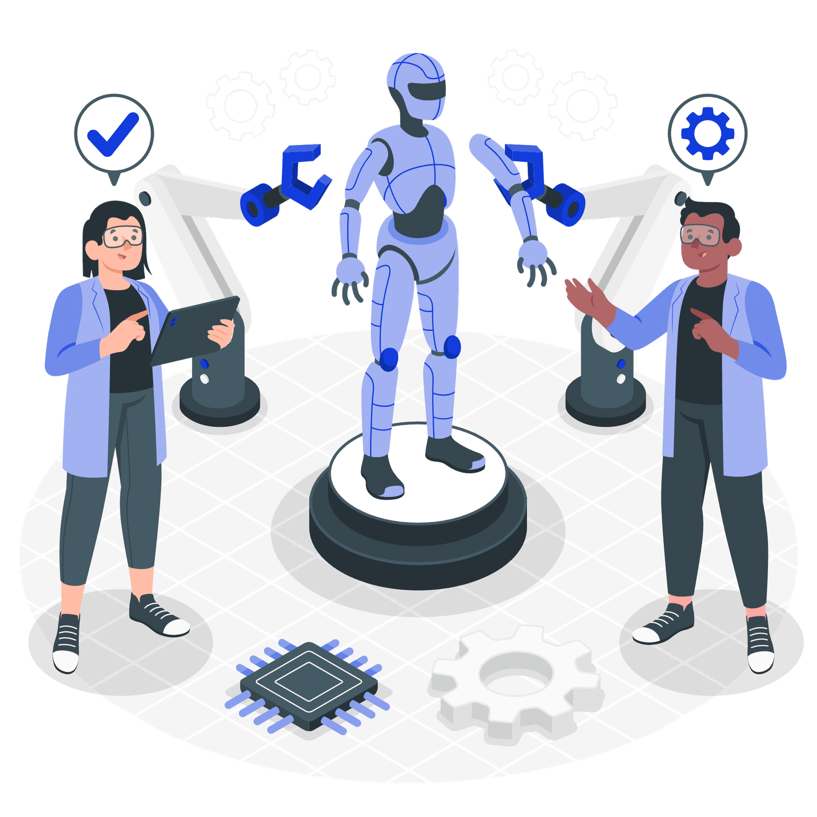 Ingegneria Meccanica 2 people creating robot amico