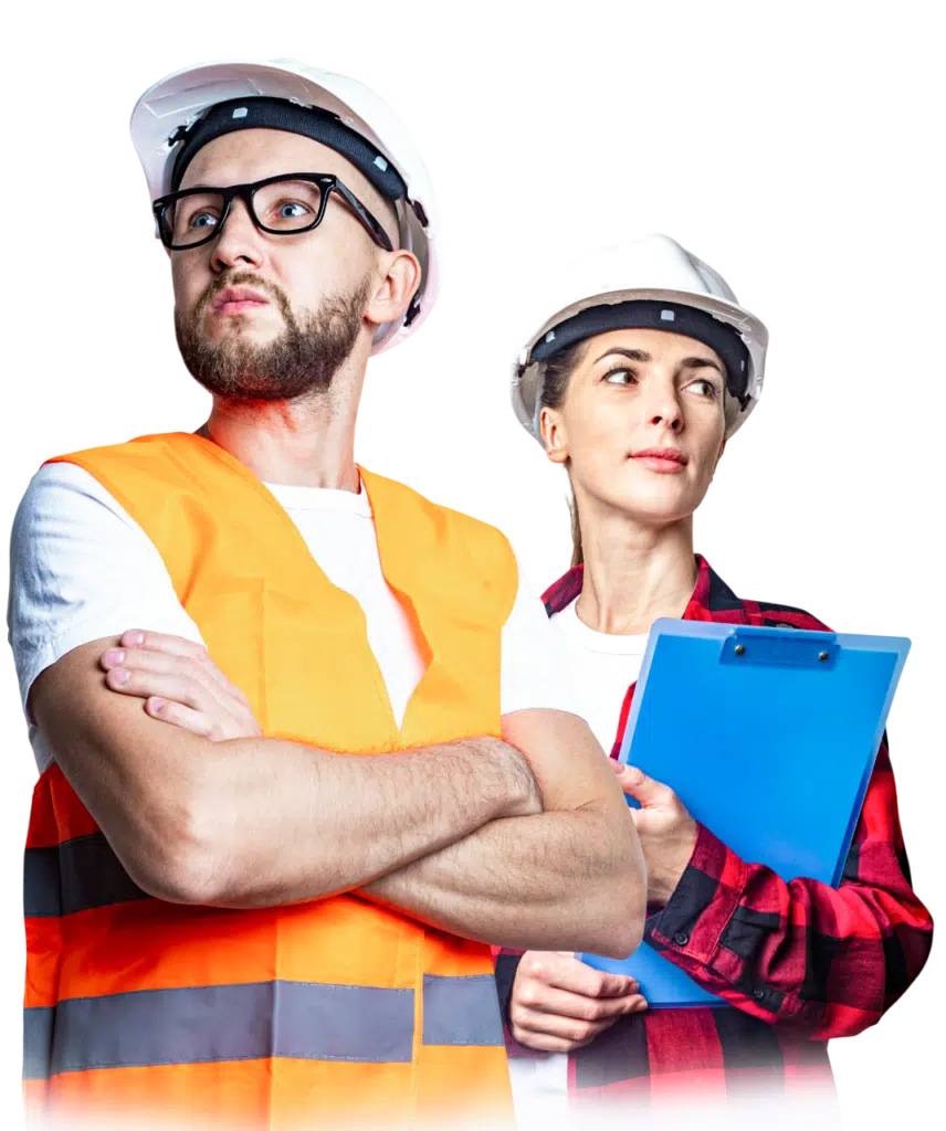 young man woman construction clothes white background 1 Photoroom