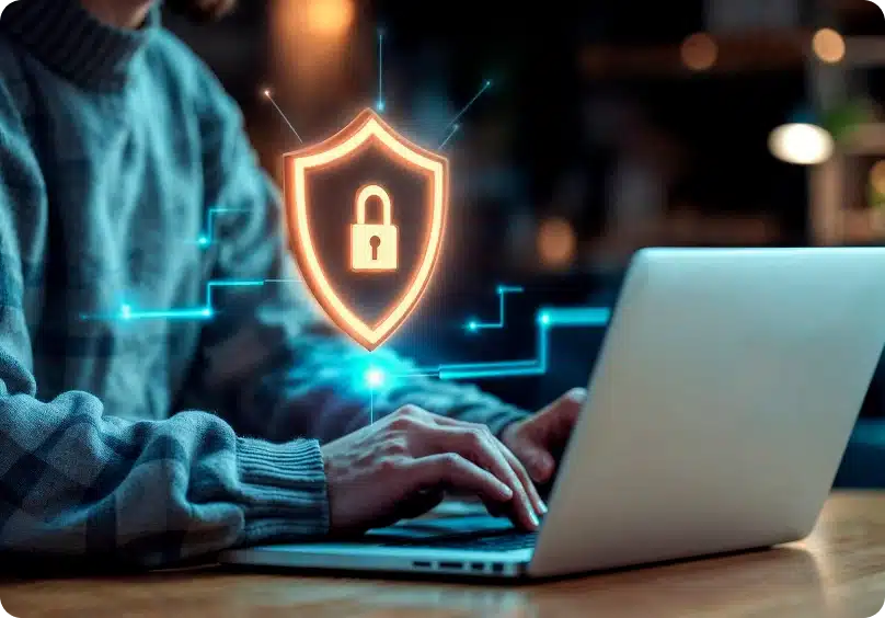 cybersecurity data protection concept with shield laptop 1